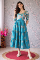 Delta Crepe Blue Maxi Printed