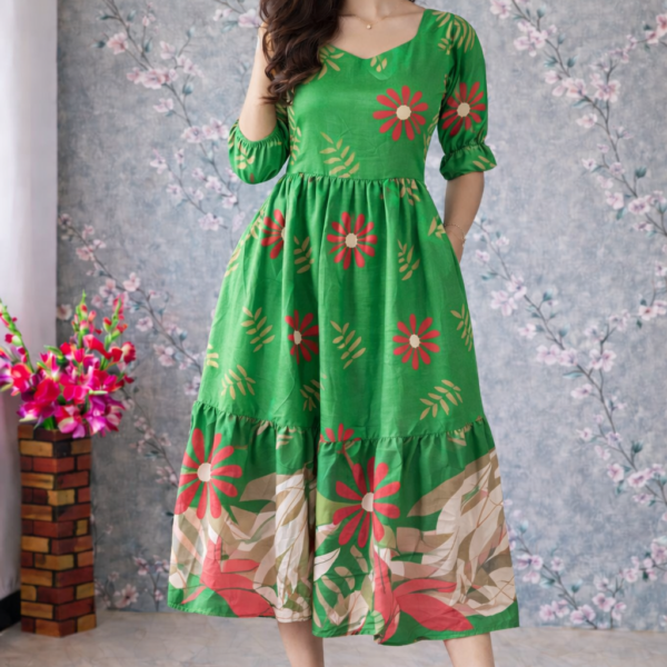 Delta Crepe Green Maxi Printed