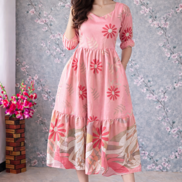 Delta Crepe Pink Maxi Printed